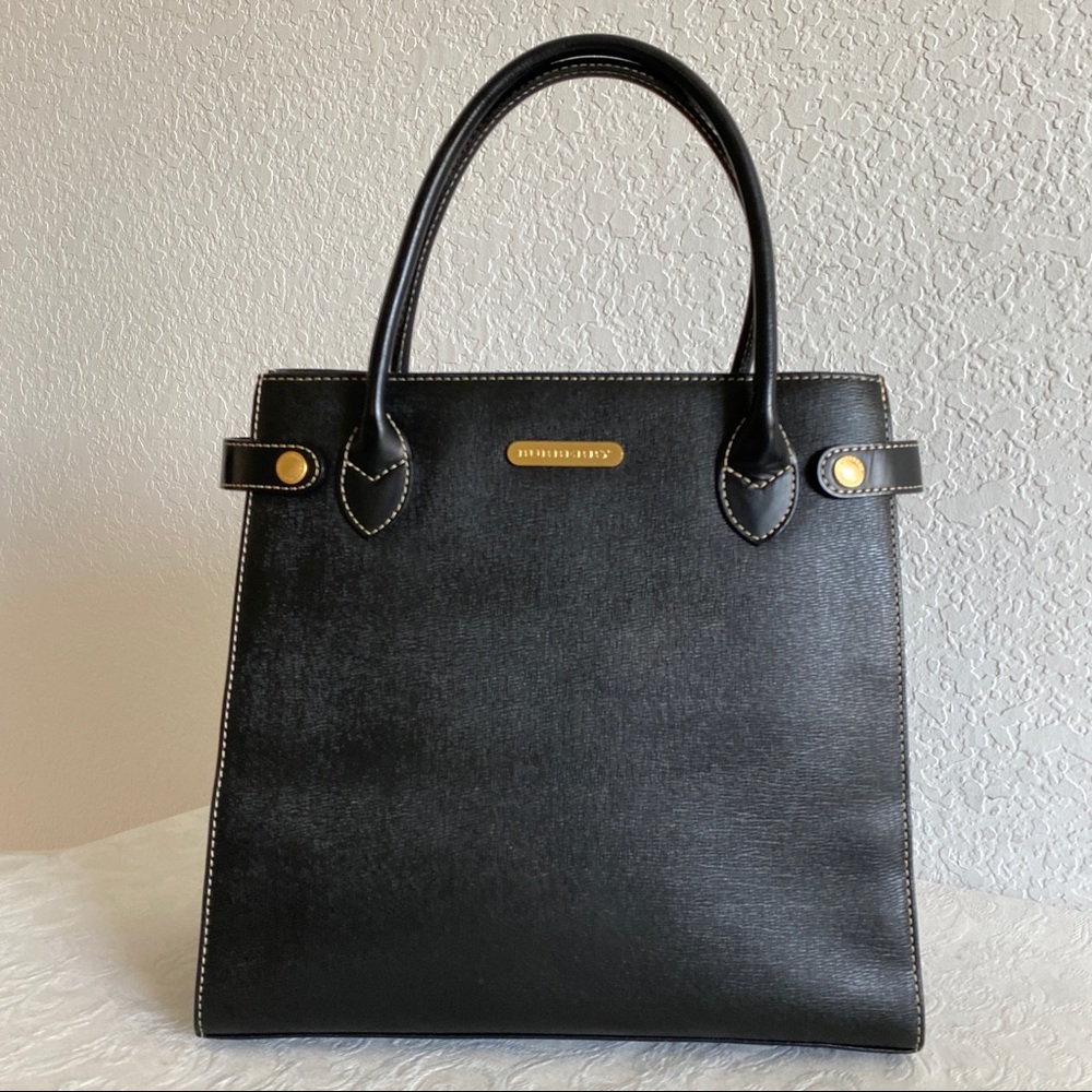Burberry black leather tote
